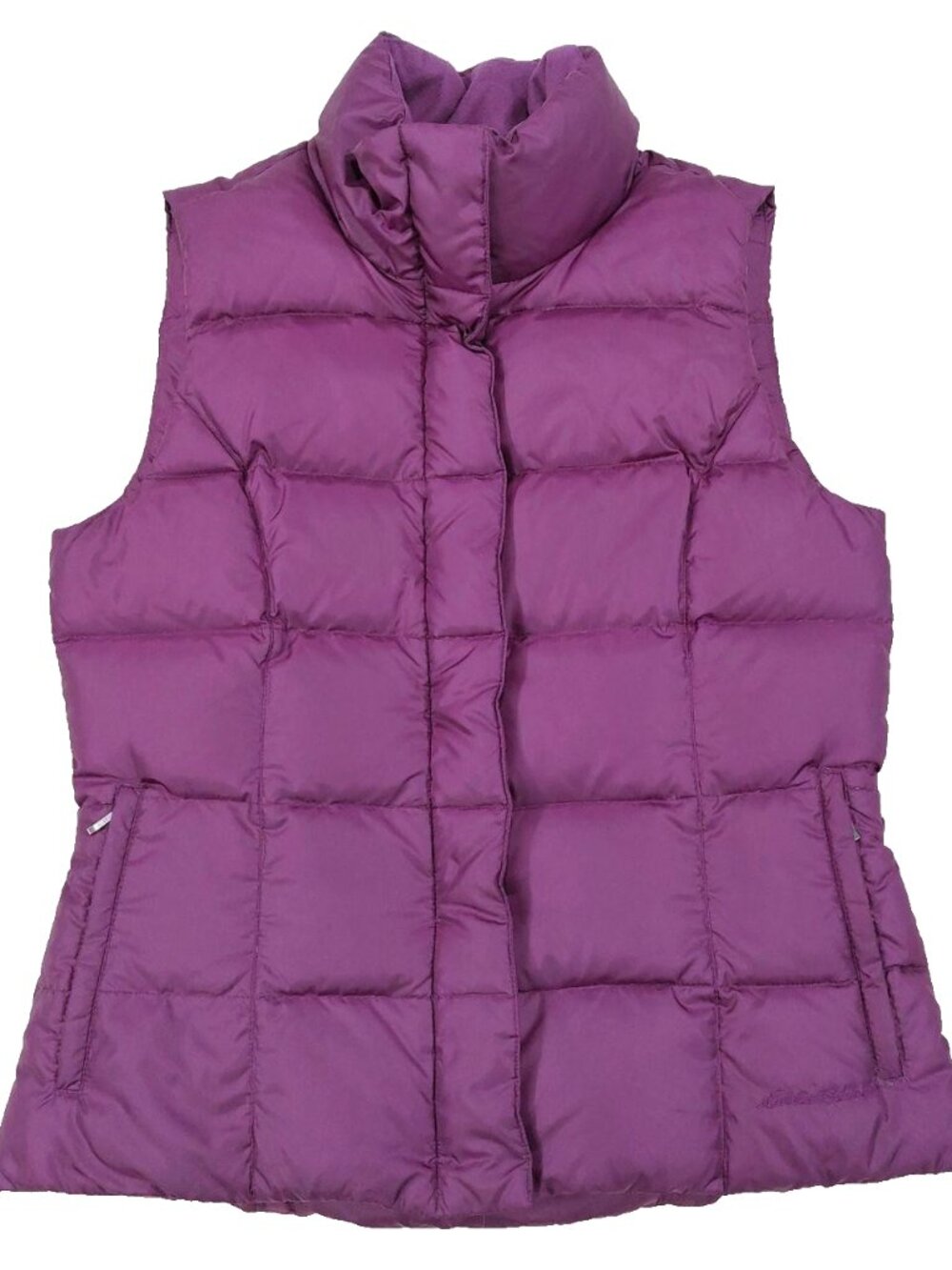 Eddie Bauer Purple Goose Down Puffer Vest Gilet Women's Small, Zipper Pockets